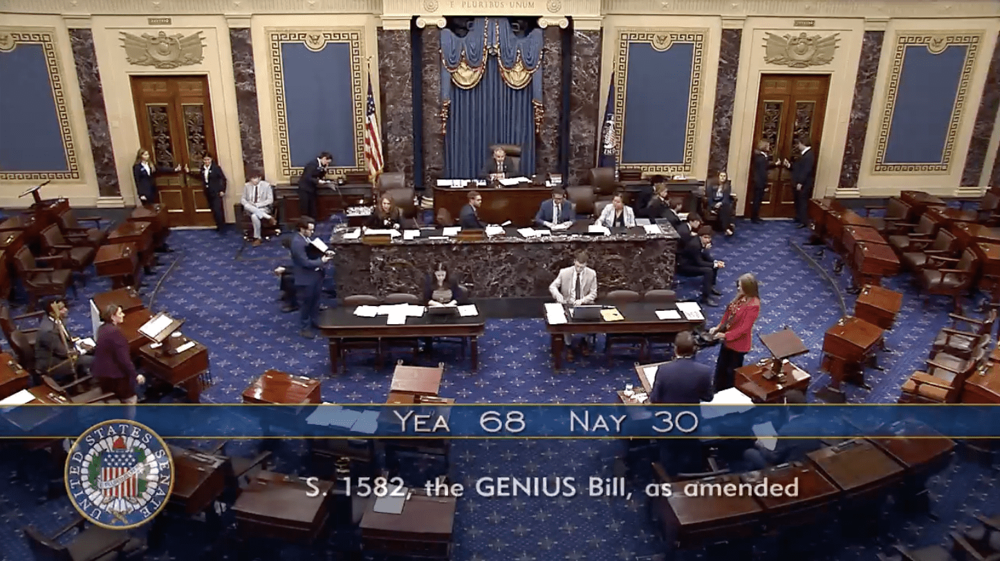미국 상원, 스테이블코인 법안 GENIUS 법안 통과 2